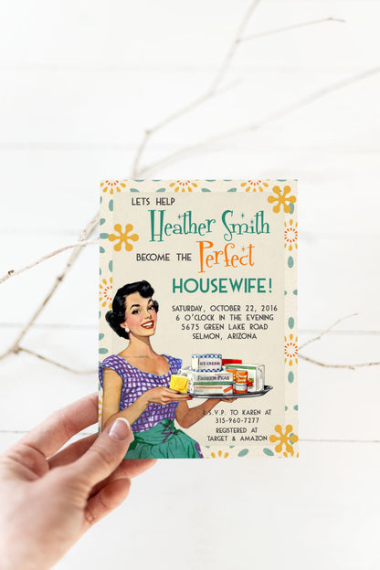 Retro Housewife Bridal Shower Invitation
