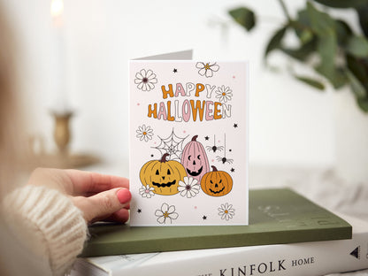 Halloween Fun Pumpkins Pink and Orange Greeting Card