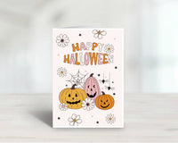 Halloween Fun Pumpkins Pink and Orange Greeting Card
