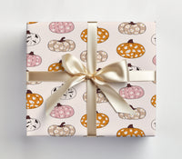 Halloween Pink and Orange Retro Pumpkins Wrapping Paper