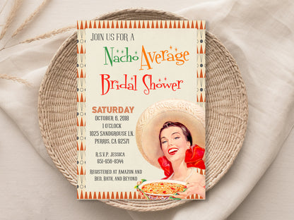 Nacho Average Retro Style Bridal Shower Invitation