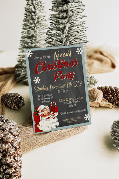 Retro Santa Annual Christmas Party Invitation