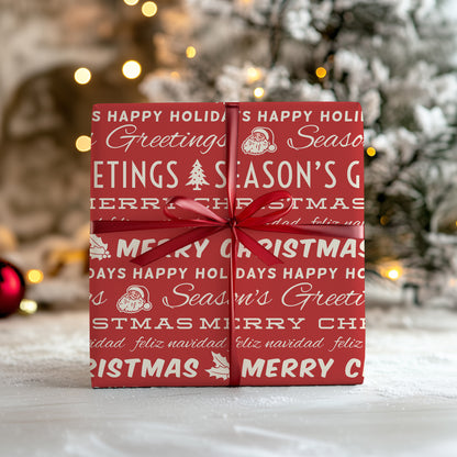 Retro Santa Christmas Wrapping Paper Sheets (5 Sheets)