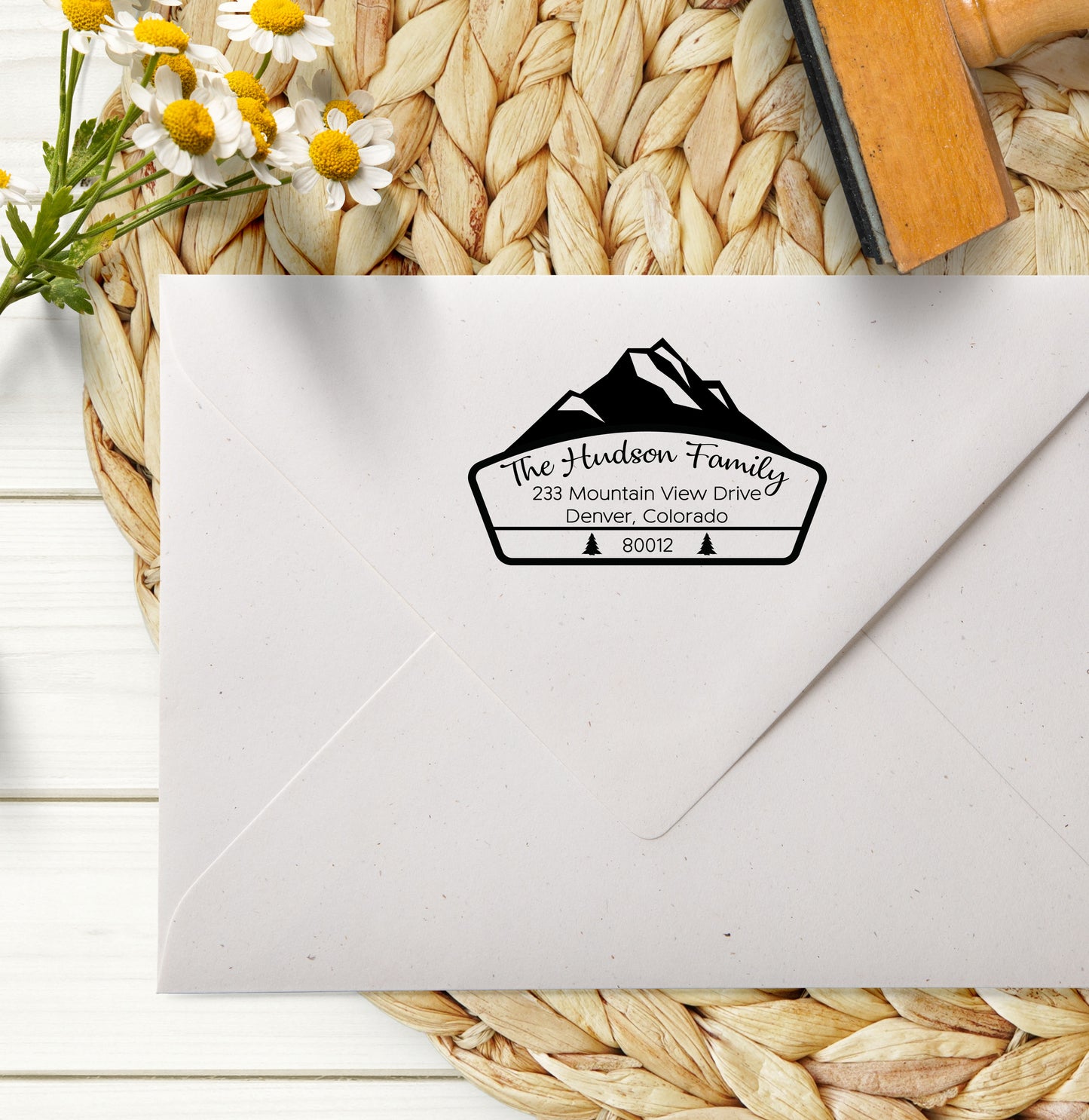 Rustic Mountain Address Stamp Self Inking