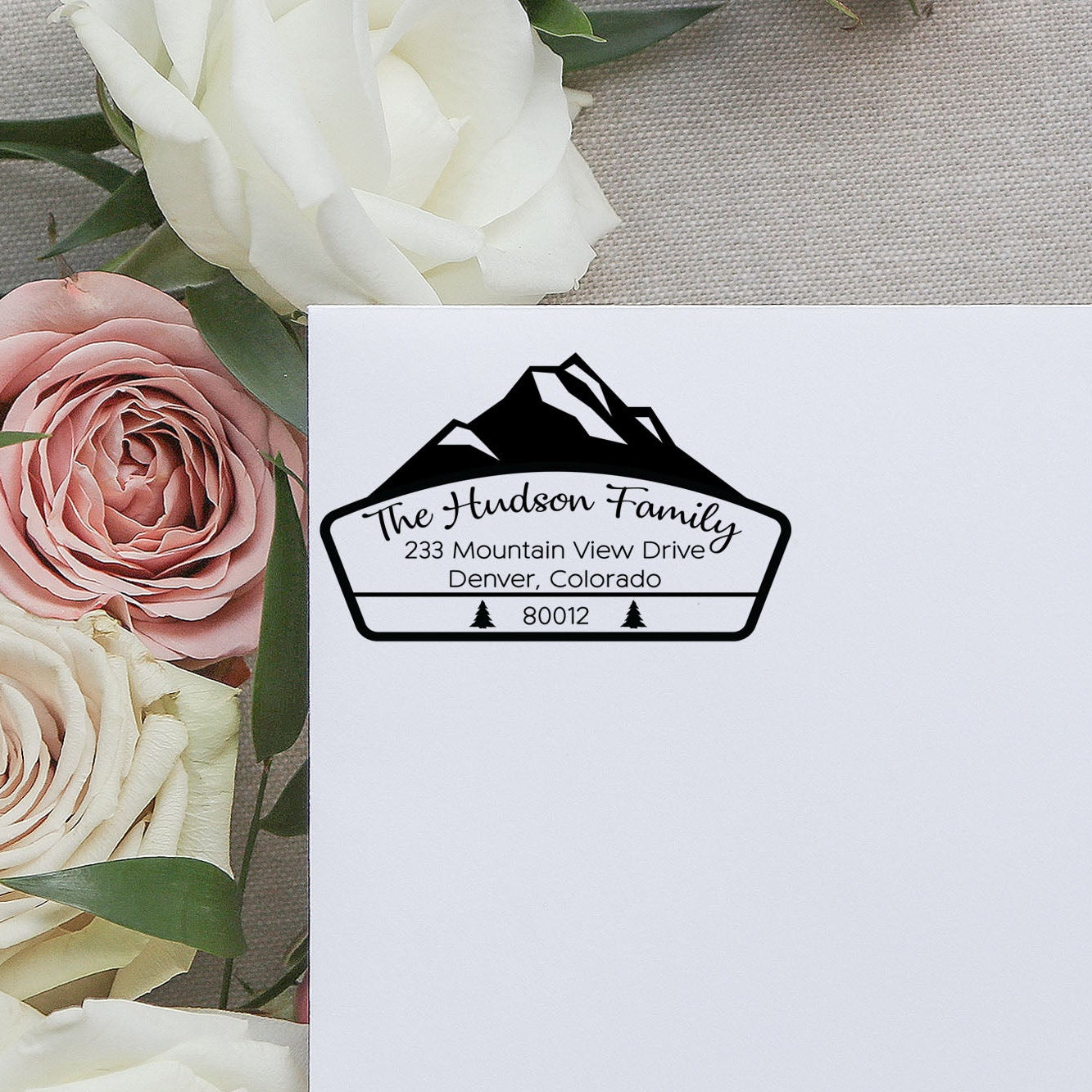Rustic Mountain Address Stamp Self Inking