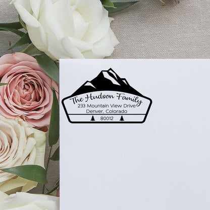 Rustic Mountain Address Stamp Self Inking