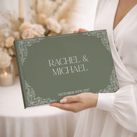 Sage Green Elegant Script Wedding Guest Book
