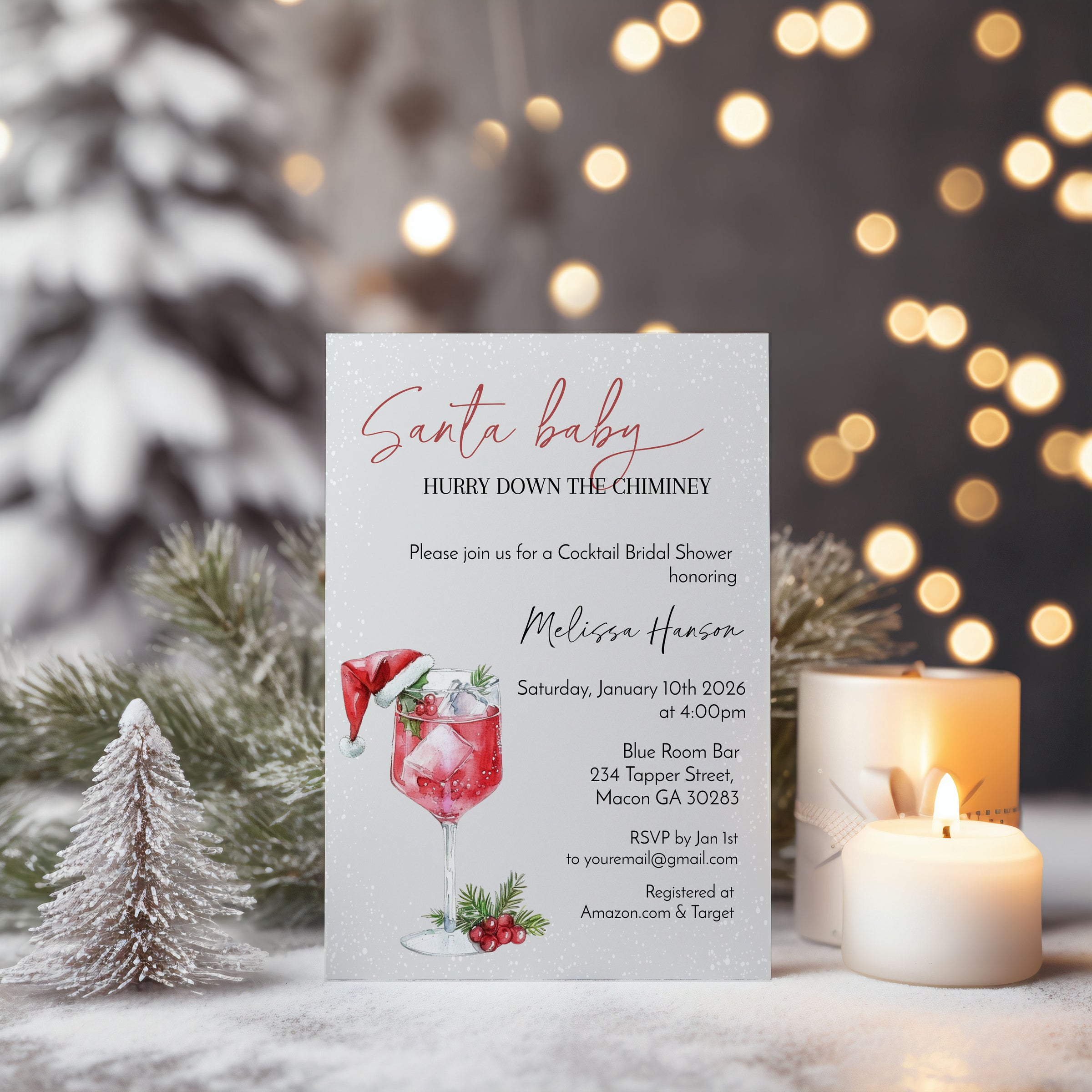 Santa Baby Cocktail Bridal Shower Invitation Template Editable Invitation Corjl Digital Download