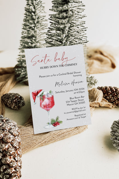 Santa Baby Cocktail Bridal Shower Invitation Template Editable Invitation Corjl Digital Download
