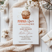 Pumpkin Spice Cupcake Baby Shower Invitation Template Editable Invitation Corjl Digital Download