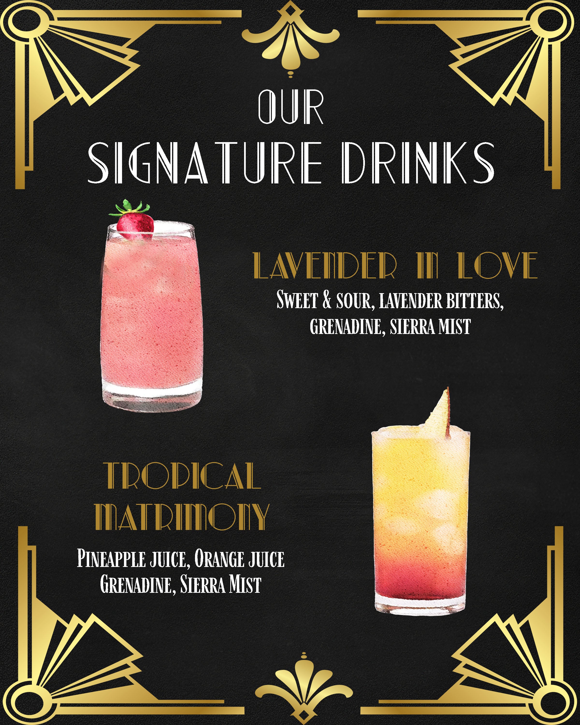 Art Deco His and Hers Wedding Signature Drink Sign