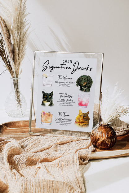 Wedding Signature Drink Sign Three Pets