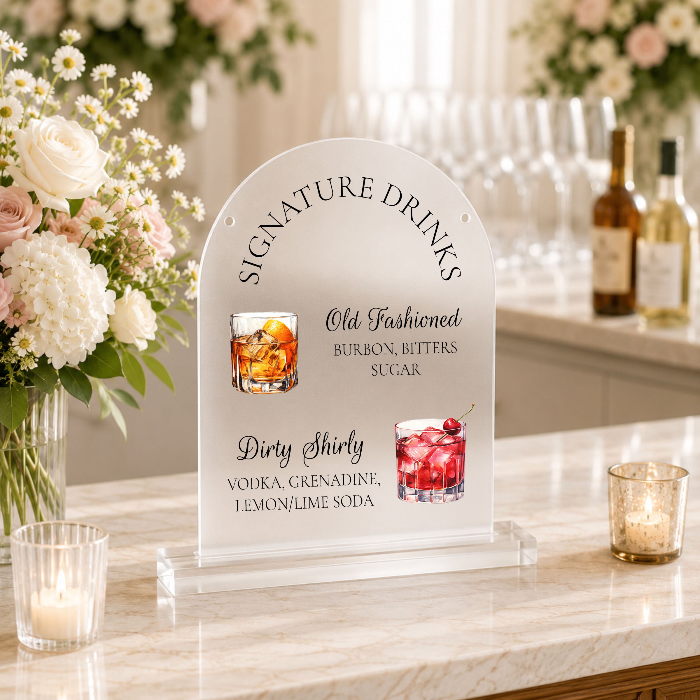 Cocktail His and Hers Illustration Acrylic Table Sign