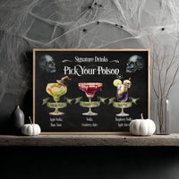 Pick your Poison Skulls Halloween Signature Drinks Sign