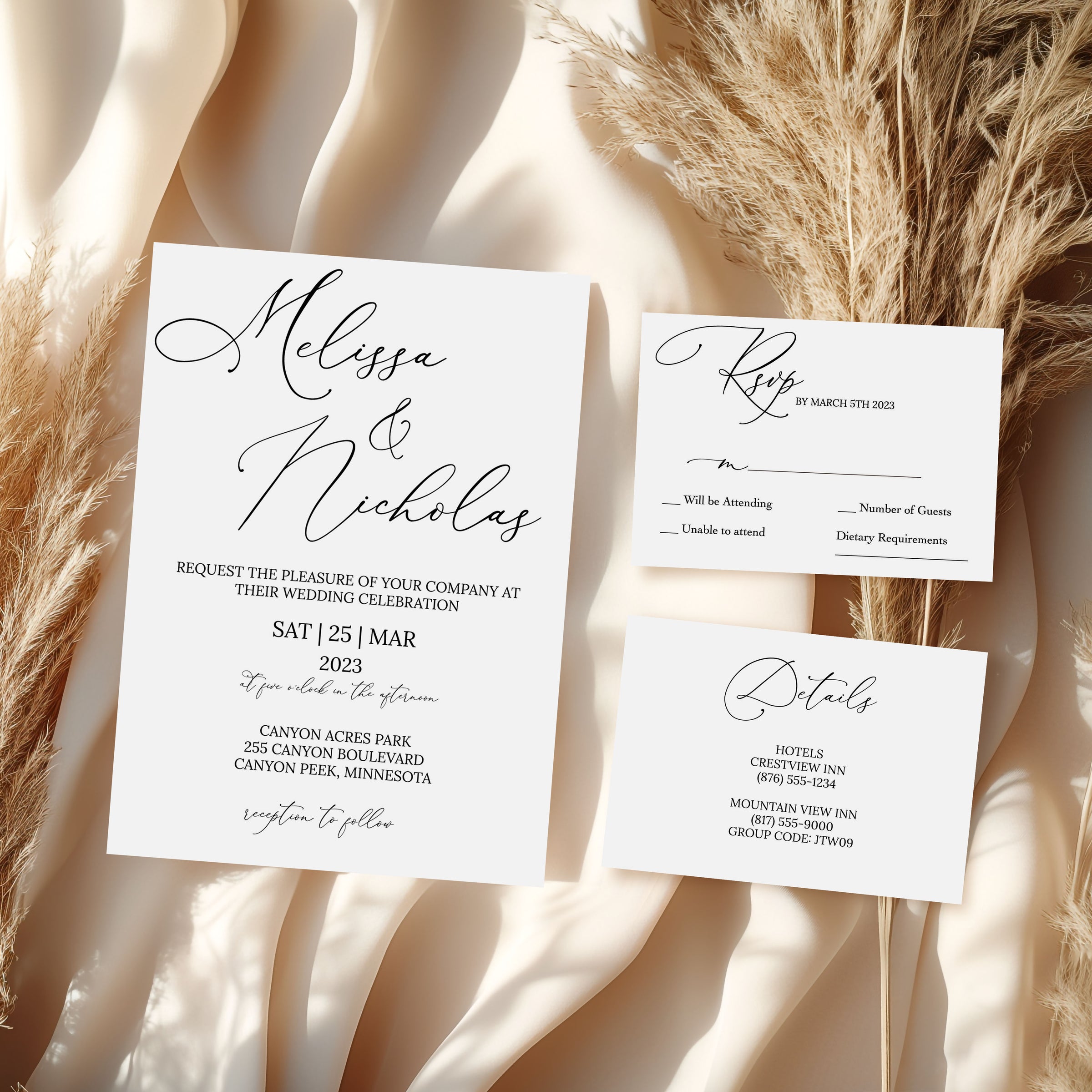 Modern Elegant Font Wedding Invitation Suite
