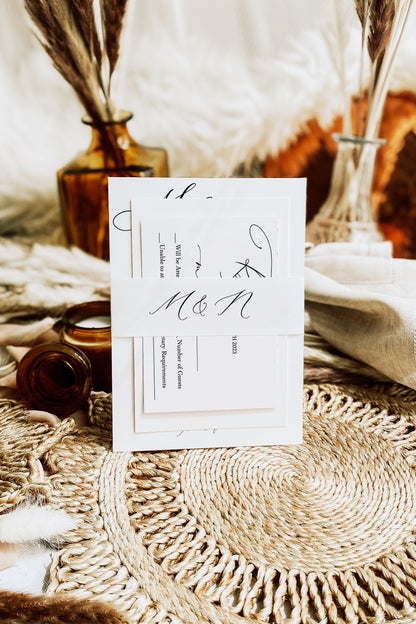Modern Elegant Font Wedding Invitation Suite