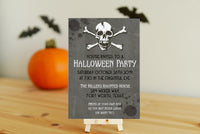 Halloween Skull and Crossbones Grunge Costume Party Invitation Tempate