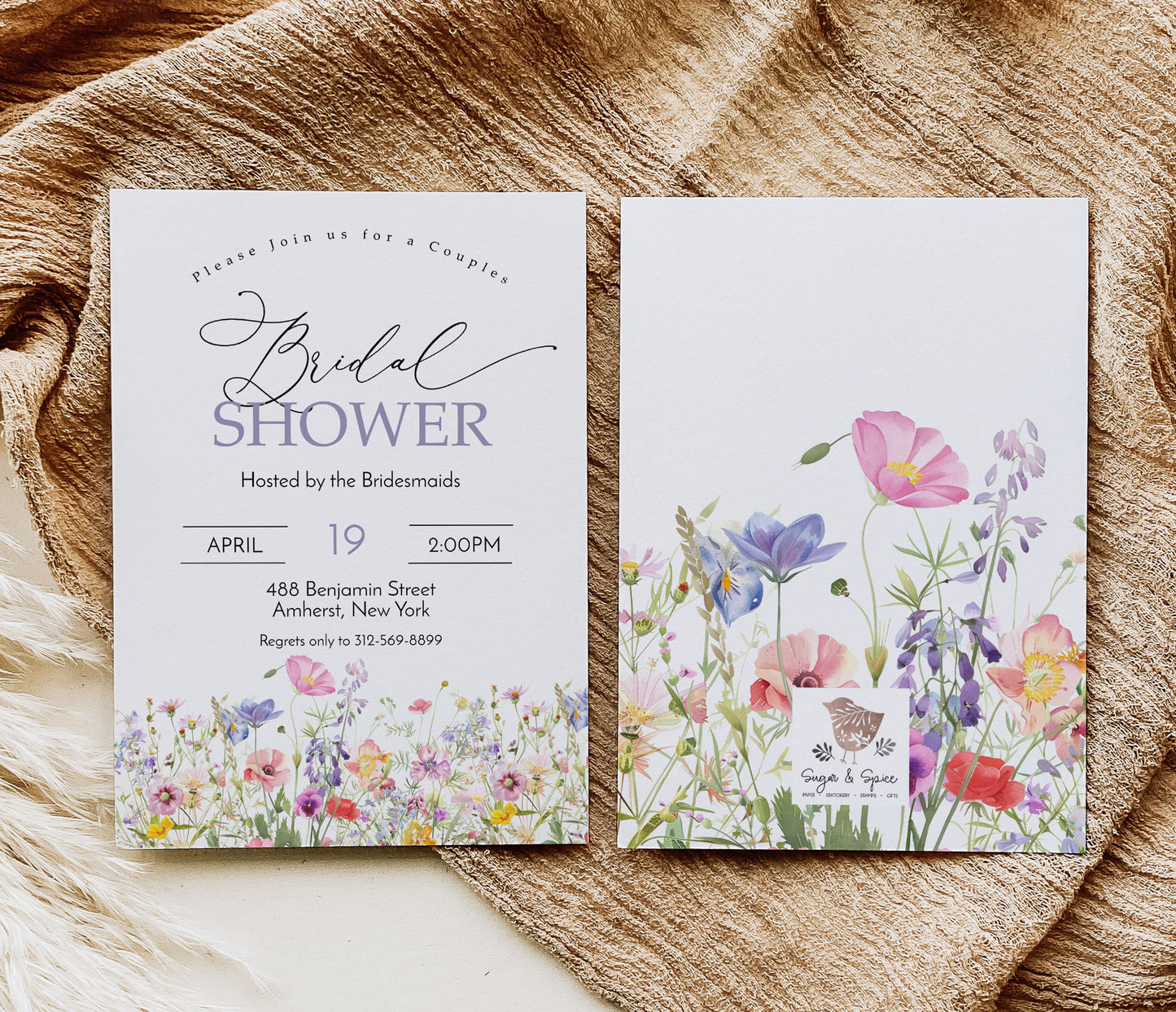 Wildflower Spring Bridal Shower Invitation Template Editable Invitation Corjl Digital Download