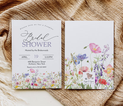 Wildflower Spring Bridal Shower Invitation Template Editable Invitation Corjl Digital Download