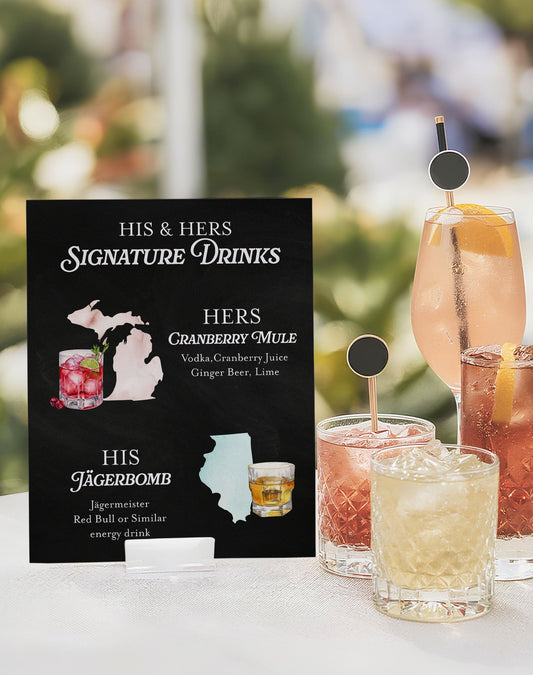 Bride and Groom State Custom Signature Drink Sign