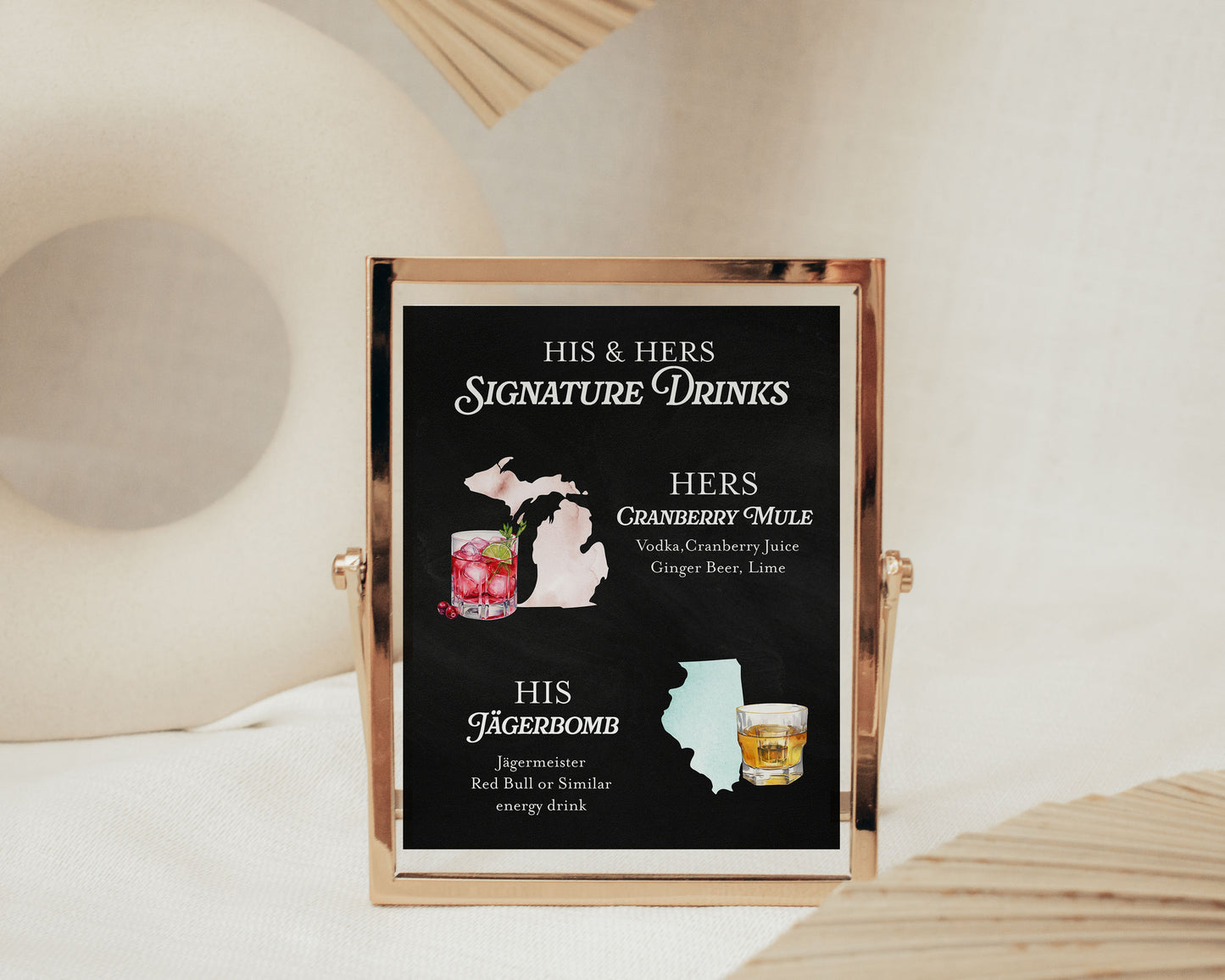 Bride and Groom State Custom Signature Drink Sign