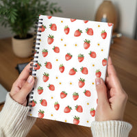 Strawberry Pattern Spiral Notebook — Ruled Journal for School & Notes