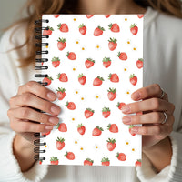 Strawberry Pattern Spiral Notebook — Ruled Journal for School & Notes