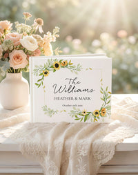 Sunflower Gold Frame Wedding Guest Book