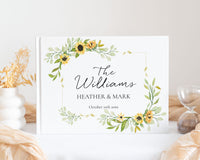 Sunflower Gold Frame Wedding Guest Book