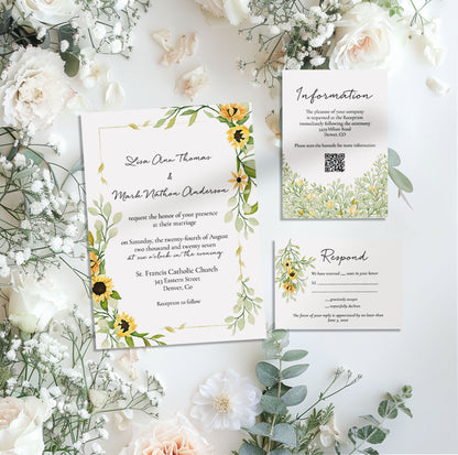 Summer Sunflower Wedding Invitation Suite