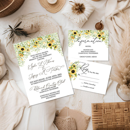 Yellow Sunflower Garden Wedding Invitation Suite