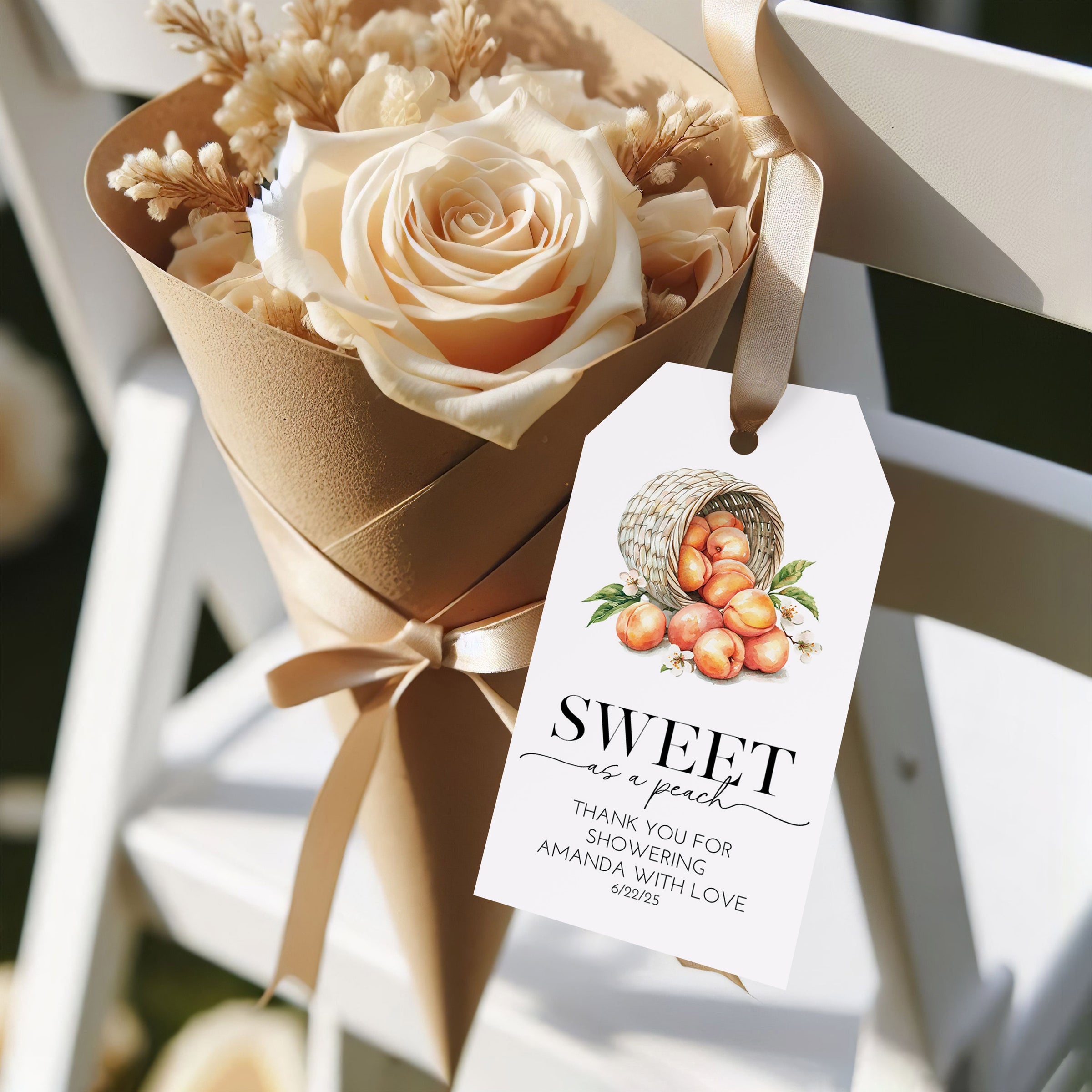 Sweet as a Peach Bridal or Baby Shower Gift Tag