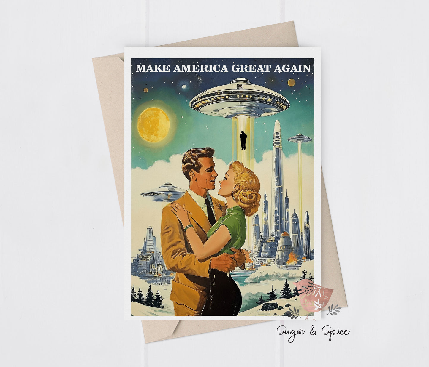 Funny UFO Make America Great Again Greeting Card
