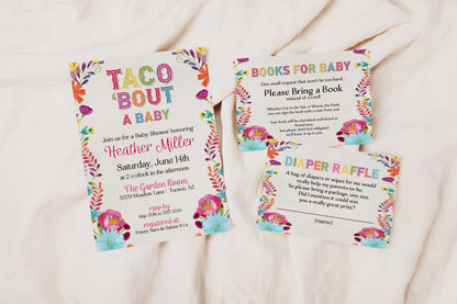 Taco About Fiesta Colorful Gender Neutral Baby Shower Invitation