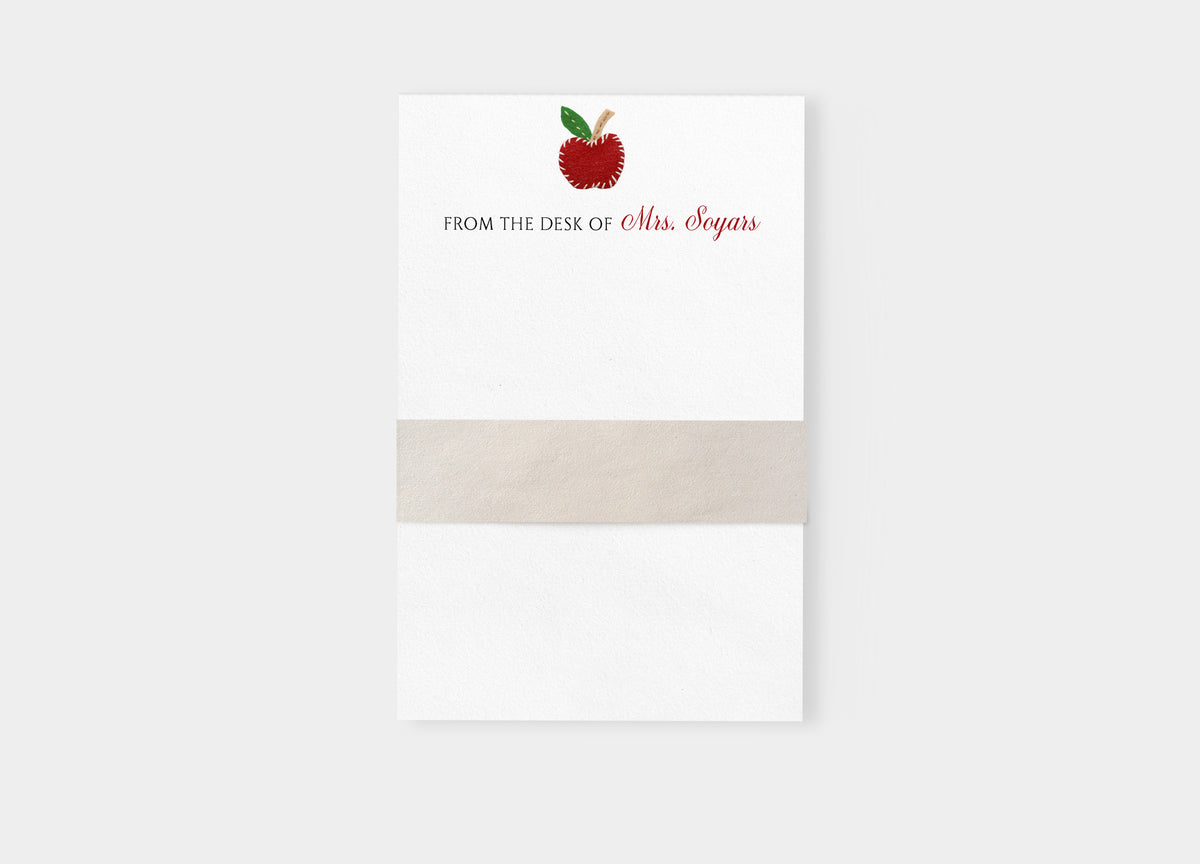 Teacher Felt Apple Personalized Notepad