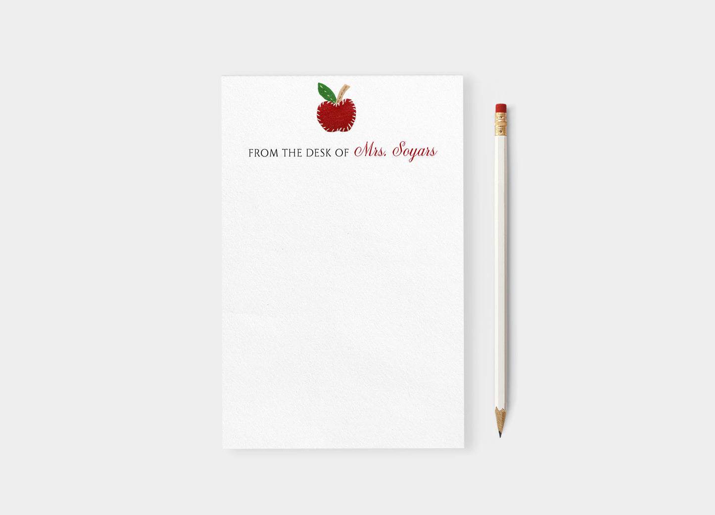Teacher Felt Apple Personalized Notepad