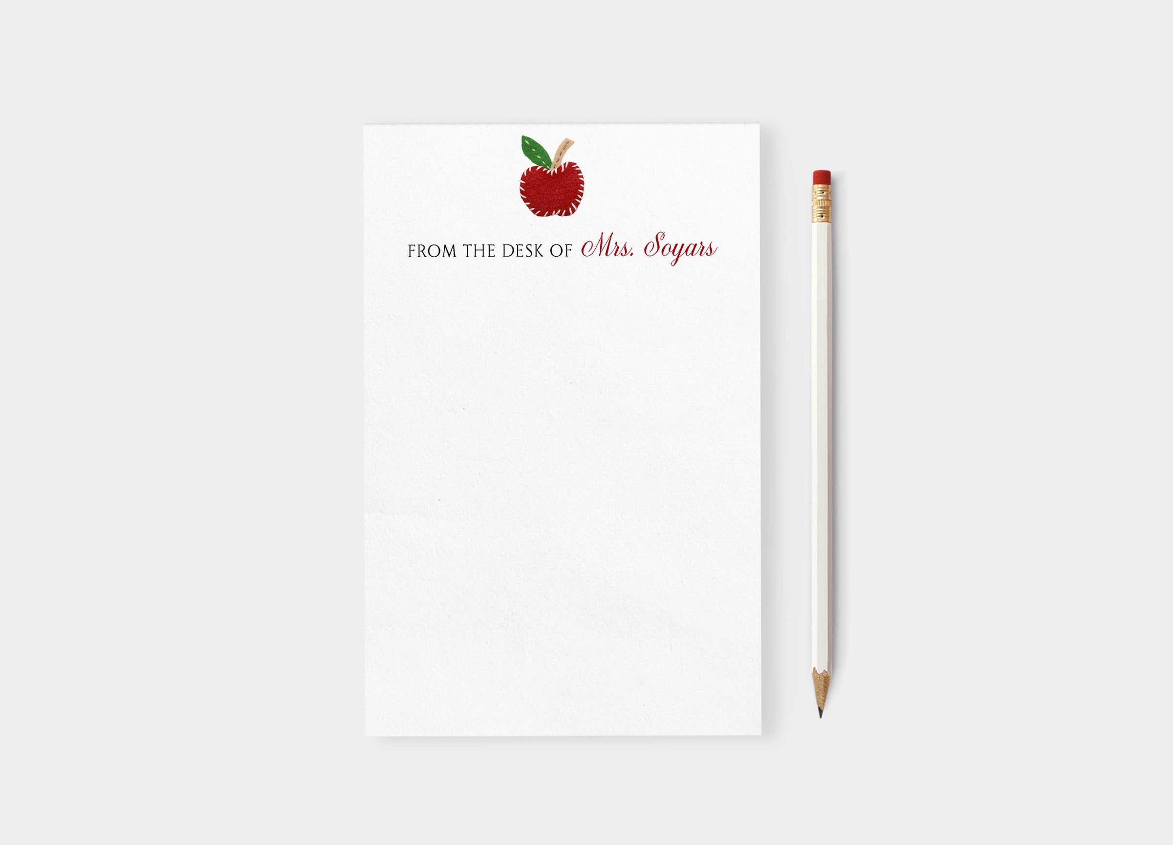 Teacher Felt Apple Personalized Notepad