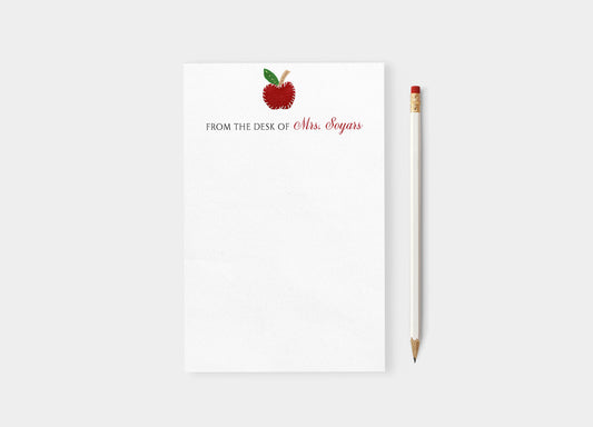 Teacher Felt Apple Personalized Notepad