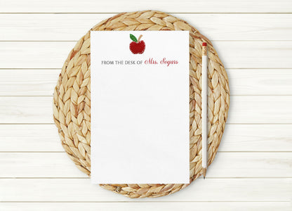 Teacher Felt Apple Personalized Notepad