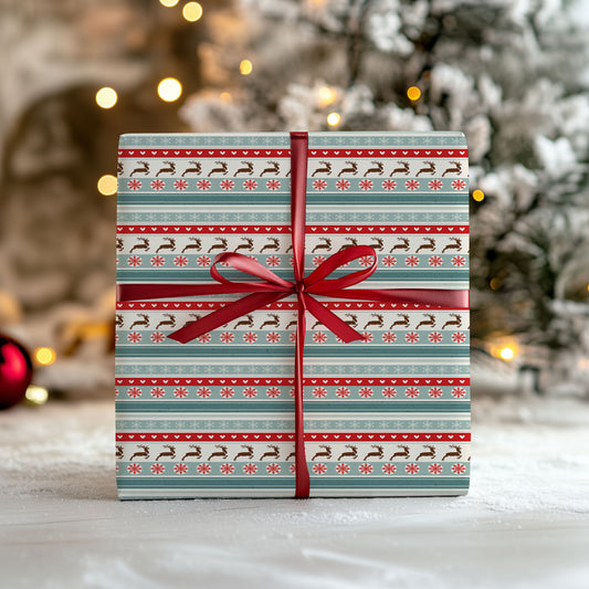 Sweater Style Deer Christmas Wrapping Paper