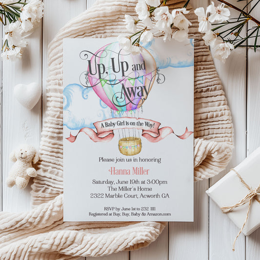Hot Air Balloon Baby Shower Invitation (Digital Download)