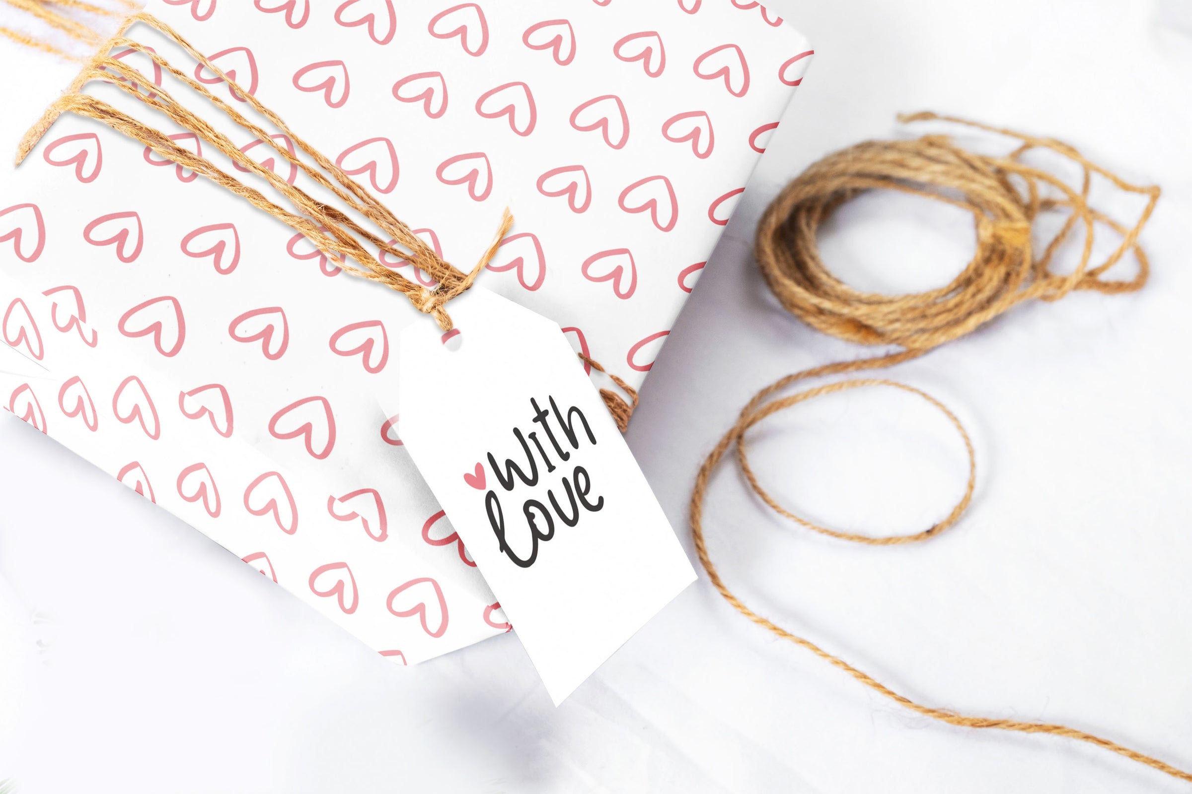 Valentine Pink Hearts Wrapping Paper Sheets
