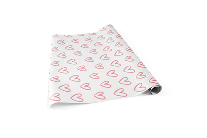 Valentine Pink Hearts Wrapping Paper Sheets