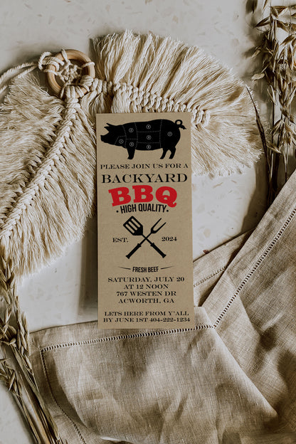 Vintage Pig BBQ Invitation