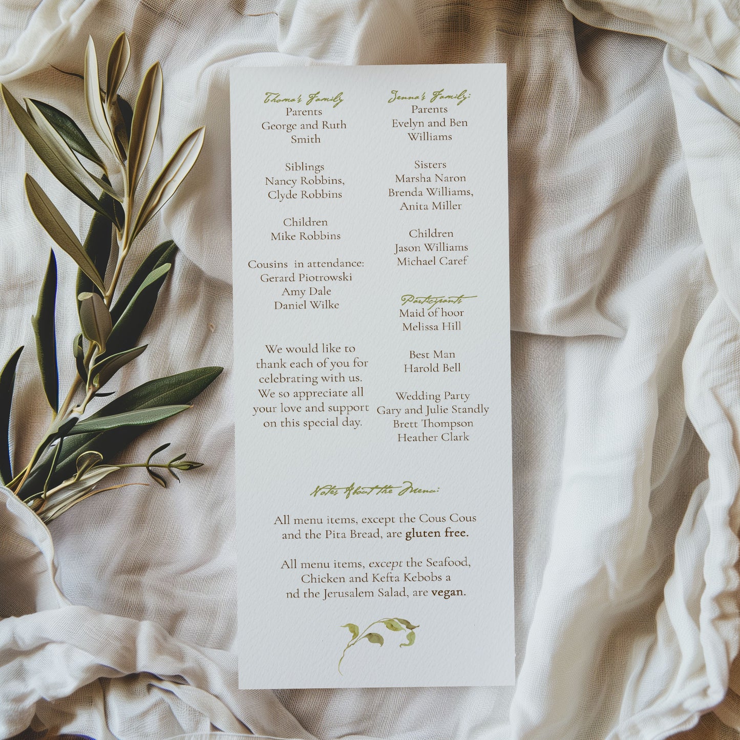 Greenery Monogram Elegant Program