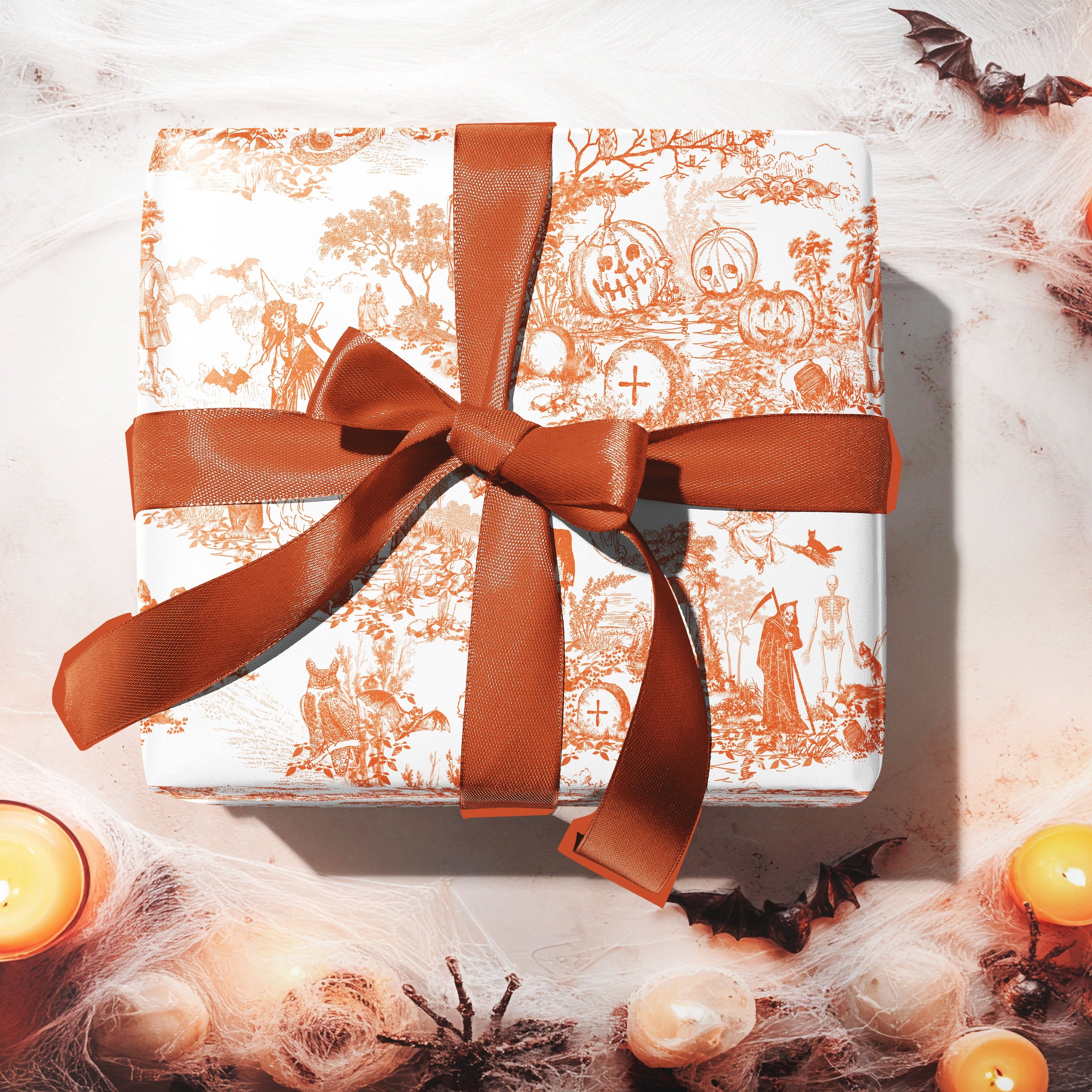 Vintage Halloween Orange Wrapping Paper