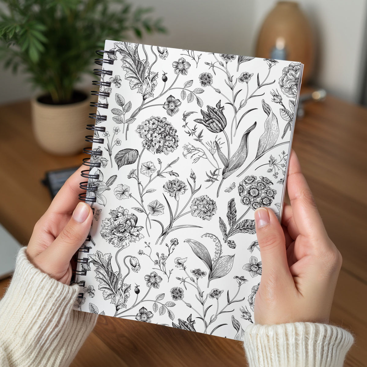 Floral Sketch Spiral Notebook — Ruled Journal for Notes & Sketches