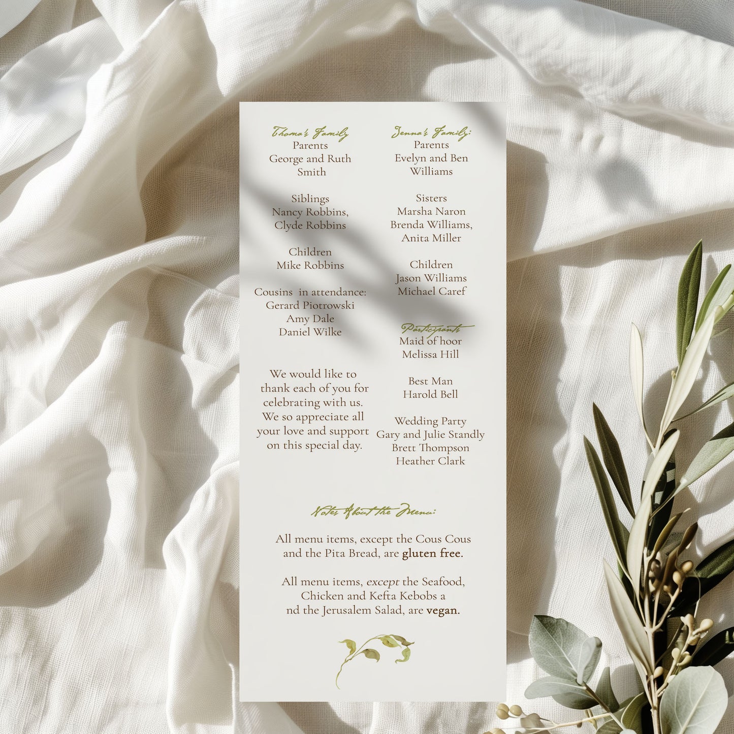 Greenery Monogram Elegant Program