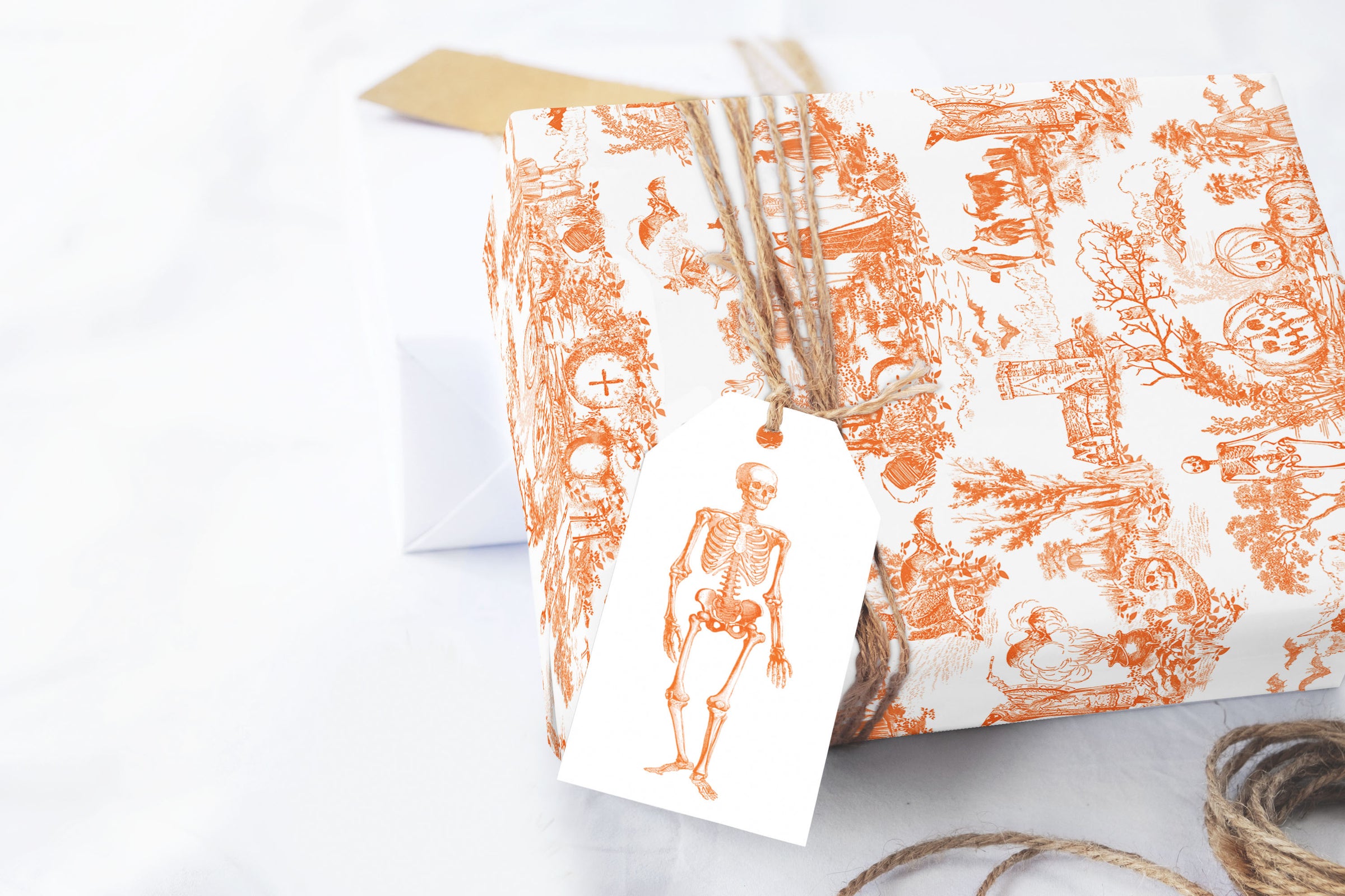 Vintage Orange Halloween Wrapping Paper Roll — Retro Pumpkin Gift Wrap