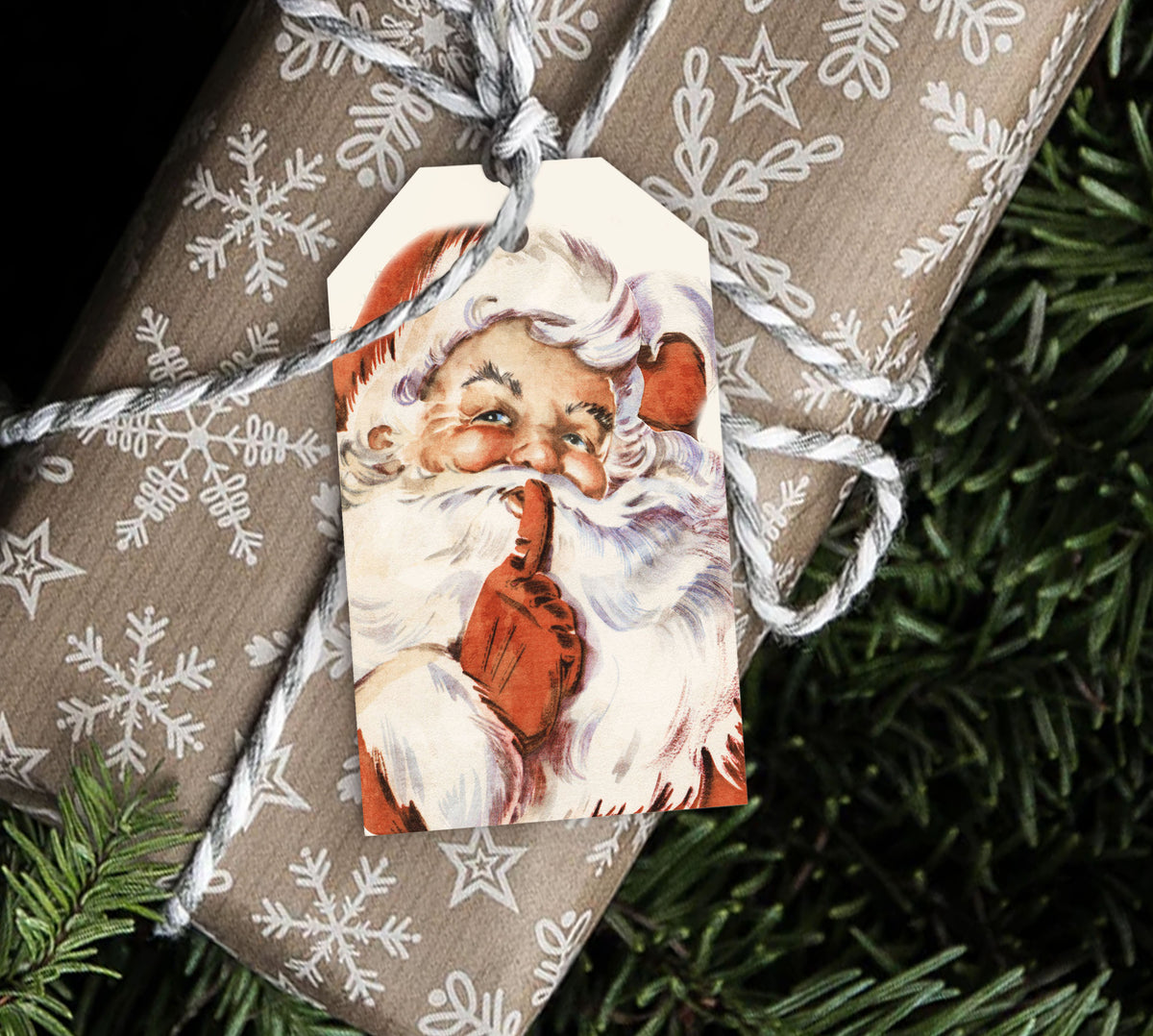 Vintage Santa Christmas Gift Tag